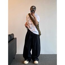 春夏复古通勤垂感黑色弯刀西裤男女直筒宽松阔腿休闲长裤K363，男装西裤，星座1116A（原606A-3）