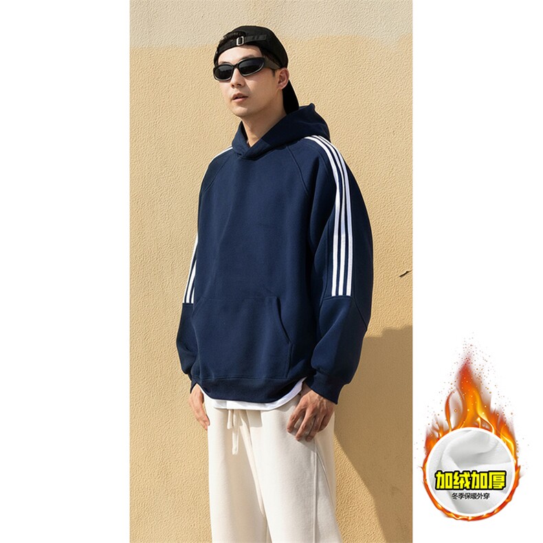 480G重磅加绒硬挺boxy男女秋冬美式高街结构三条杠织带卫衣厚外套，女装短外套，电商A486