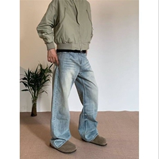 YYM美式复古直筒阔腿牛仔裤男欧美痞街潮牌高街裤子情侣，女装牛仔裤，星座506A