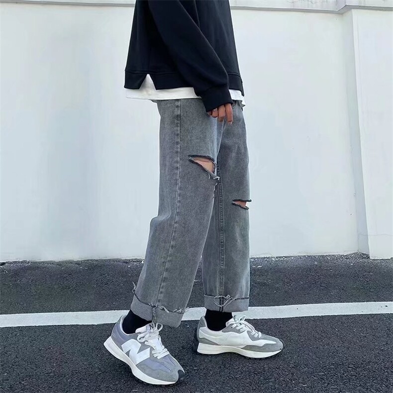 男春季新款破洞牛仔裤休闲裤大码KD110P40,男装牛仔裤,星座1116-2