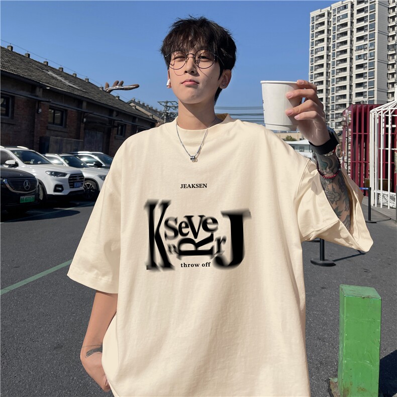 2025夏季新款抖音品质宽松休闲印花短袖dcm311-特批20控38,男装T恤,星座605(原A050)
