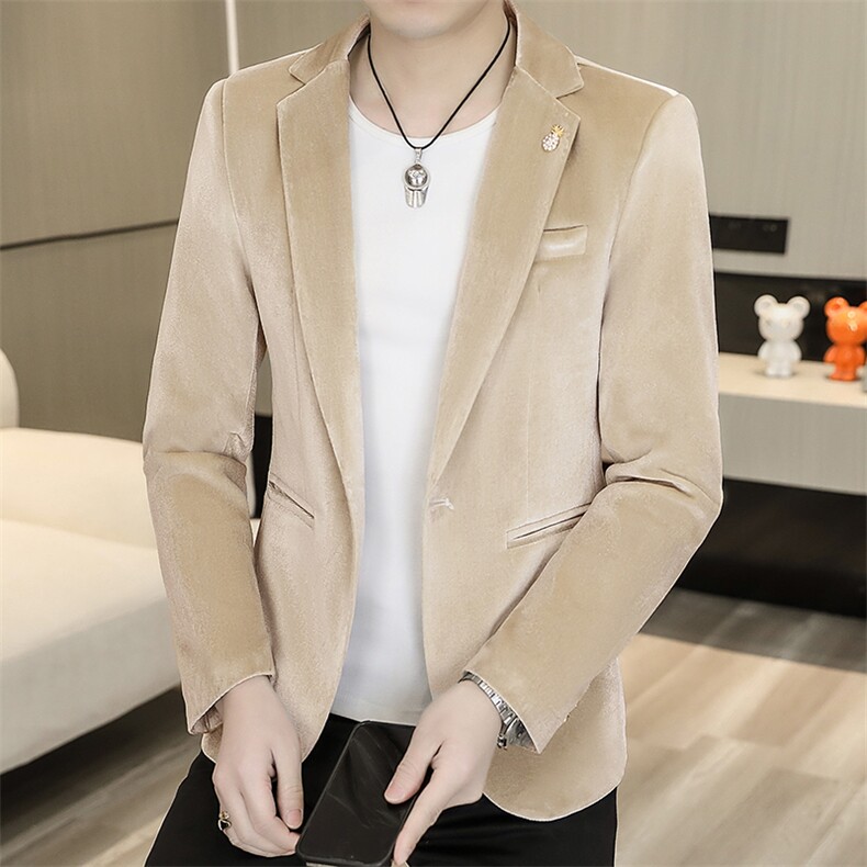 X519-P80秋季时尚男士金丝绒纯色小西装西服外套,男装西服,星座507A（原星座306B-2）