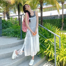 24夏季新款~针织裙+网纱两件套X717，女装连衣裙，2C283