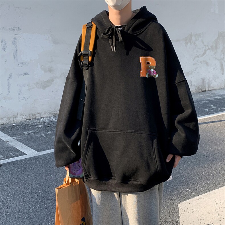 聚酯纤维日系宽松大码潮流男士卫衣连帽衫情侣装WY303P45限58,男装卫衣,电商A089-1