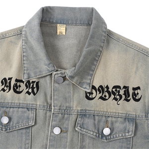 水洗牛仔字母简约经典高级休闲百搭潮夹克外套男2025秋JK1360-P70图片