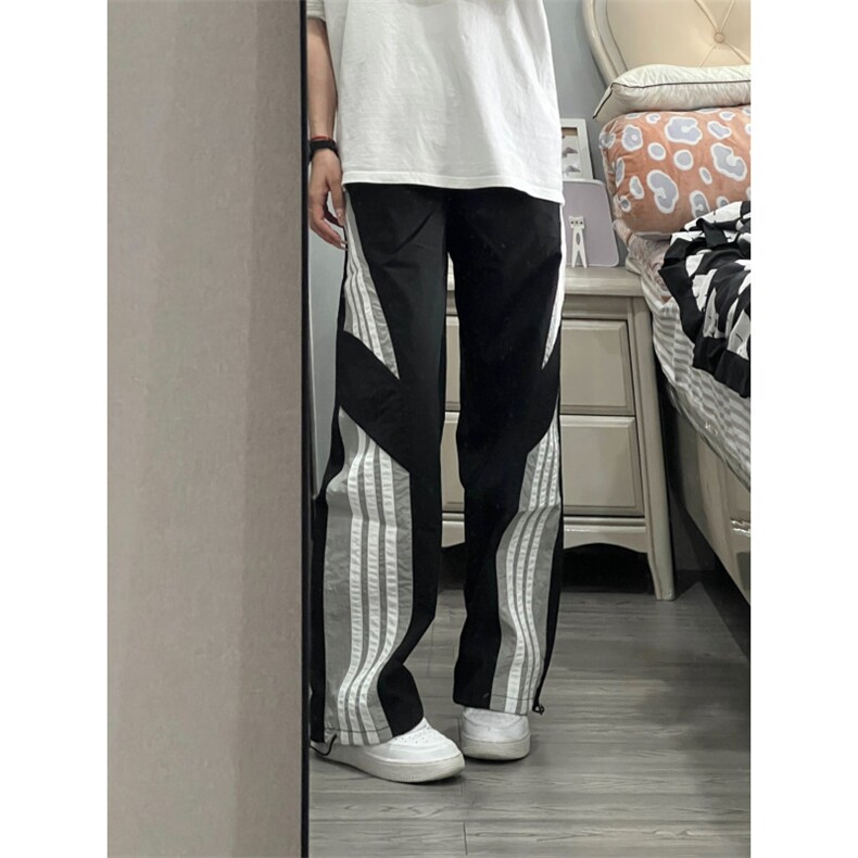 【有货】黑色三条杠速干裤子男女款美式条纹运动裤KZ346WW-特P48,女装休闲裤,星座1007（原301D）