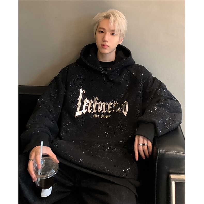 满天星卫衣男秋季连帽360克重磅帽衫软金属字母印花W88-P68,男装卫衣,电商C307