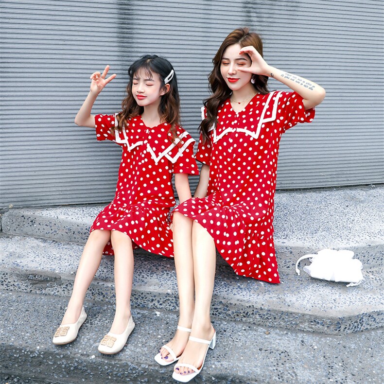 时尚潮流舒适连衣裙短袖2021年夏季个性气质亲子装,女装连衣裙,安之芮娜