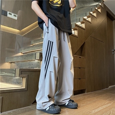 2025夏季新款薄款激光打孔条纹宽松冰丝裤B315-K24231-特P40控78，男装休闲裤，电商B315