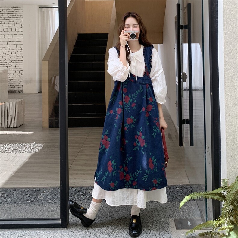 新品色织牛仔面料叠穿2件套装5592-P185-K298,女装连衣裙,2C275
