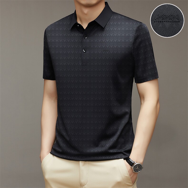 夏季高端短袖体恤中年男士商务休闲时尚无痕冰丝薄款Polo衫半袖潮，男装Polo衫，电商B212（原钱塘6029）