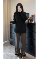 美式秋冬老钱风呢料休闲裤男通勤百搭厚款直筒长裤潮K3662-特P42，男装休闲裤，电商B295