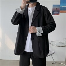 2026秋季新款外套 宽松INS拼色休闲西服潮F02 P75图片