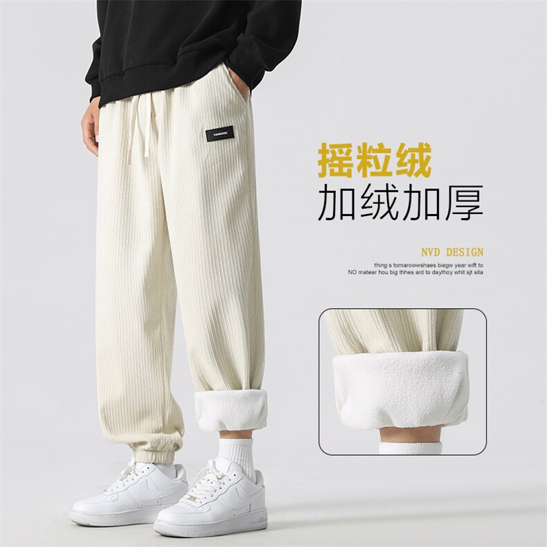 加绒潮牌男士休闲长裤秋冬季新款抽绳束脚阔腿裤子JR1002-特批-45,男装卫衣,星座718-1
