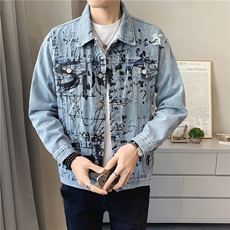 JK823-p80M-5X店主风ins牛仔夹克绣花破洞大码男日系CITYBOY，男装夹克，星座103A