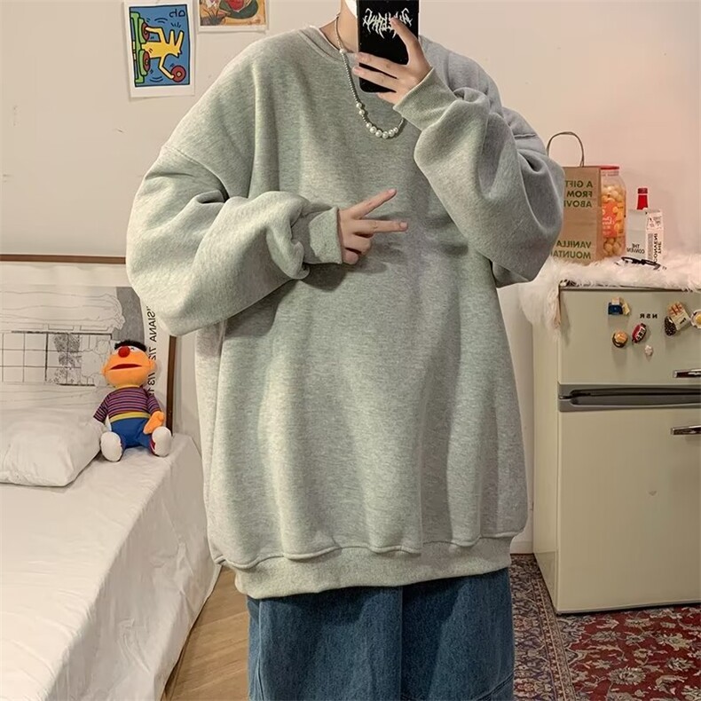 纯色卫衣男潮ins港风潮流圆领 WB01 P25图片
