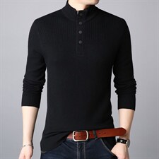 2021款羊毛衫男纯羊毛针织衫圆领条纹打底衫毛衣QLM9510-P195图片