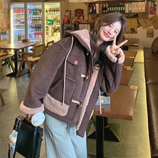 韩版加厚减龄连帽皮毛一体棉服女2025年冬季新款显瘦保暖加绒外套，女装棉衣/棉服，2C305