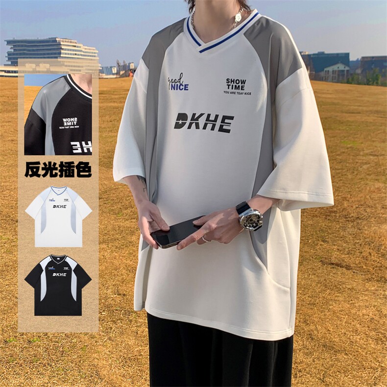 M-6XL夏季大码新款240克冰感棉带反光条男短袖T恤T2308-P42，男装T恤，星座109-1