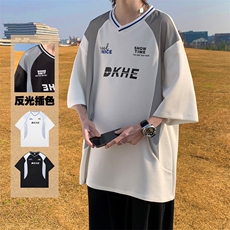 M-6XL夏季大码新款240克冰感棉带反光条男短袖T恤T2308-P42，男装T恤，星座109-1