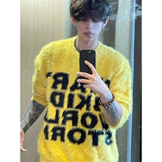 【有货】D8848-P58美式水貂毛慵懒风毛衣情侣宽松潮牌针织上衣男，男装针织衫/毛衣，星座603-2
