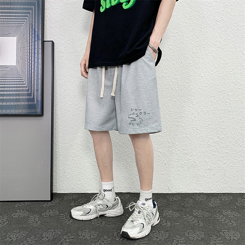 HD74092-P22华夫格短裤男大码宽松五分裤男直筒中裤,男装休闲裤,电商A040