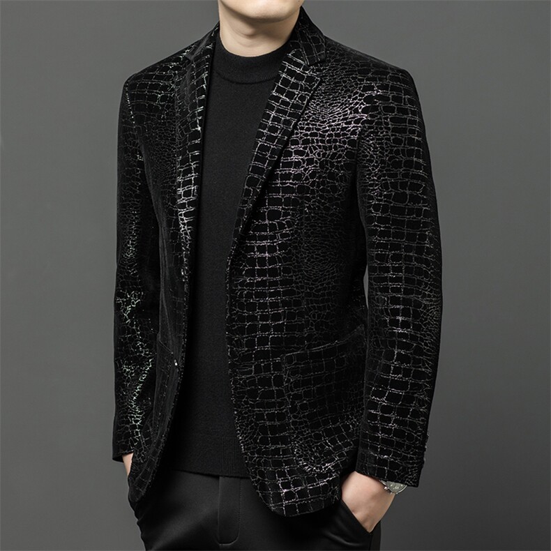 春秋款男士真皮皮衣鳄鱼纹西服商务休闲男装中年爸爸装夹克外套,男装夹克,电商B360A（原721A）