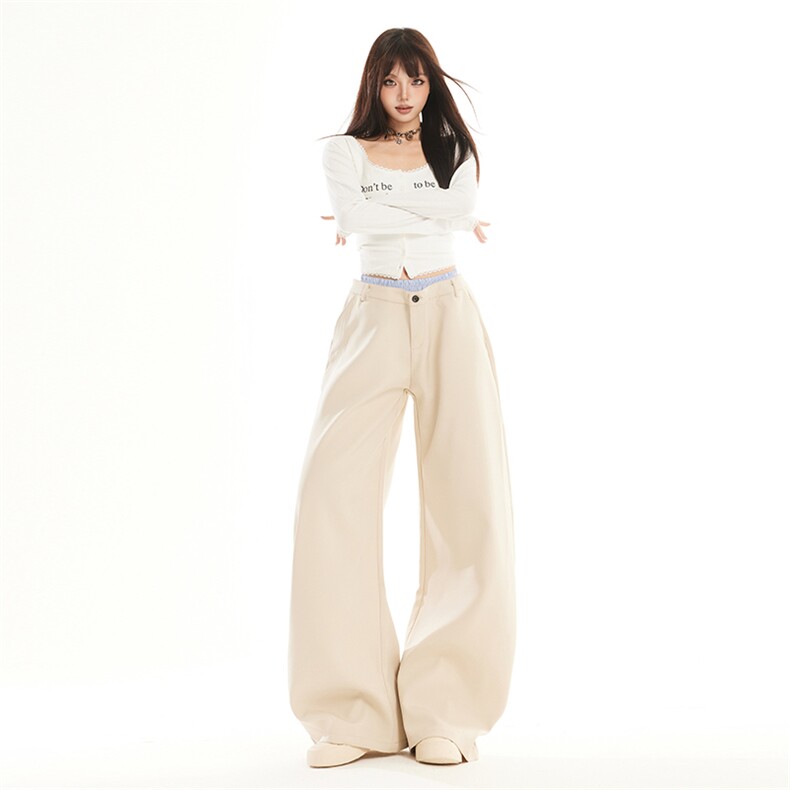 慵懒松弛感拼接休闲裤男女2026春季新款弯刀阔腿西装裤YD9093-P75,男装西服套装,星座509