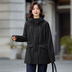爆2025秋冬新款中长款内里加绒抽绳防风收腰显瘦休闲时尚简约外套，女装派克服，米莱