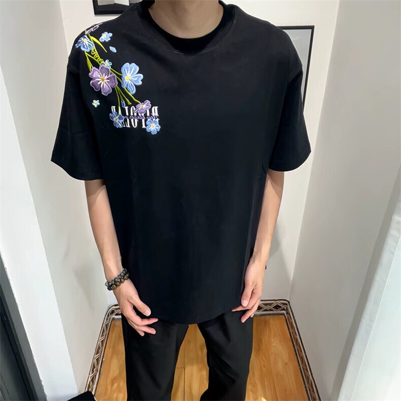 万针全刺绣解构设计260克重磅双纱纯棉高品质美式高街短袖T恤特39,男装T恤,电商A486-1