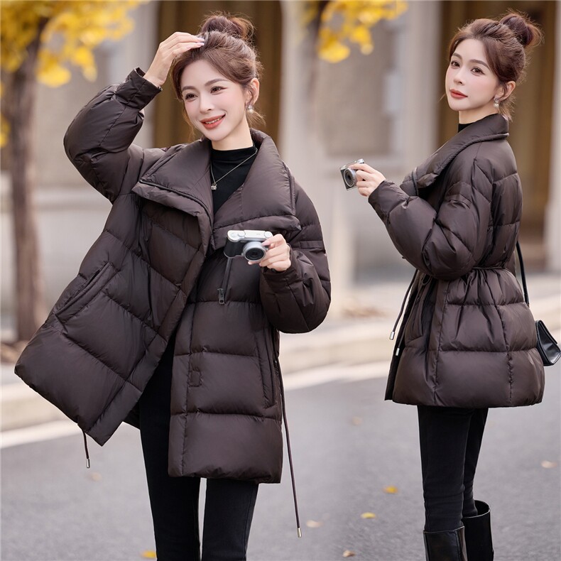 现货，2025新款羽绒服女冬季中长款面包服时尚宽松加厚外套潮,女装羽绒服,兰菲阁