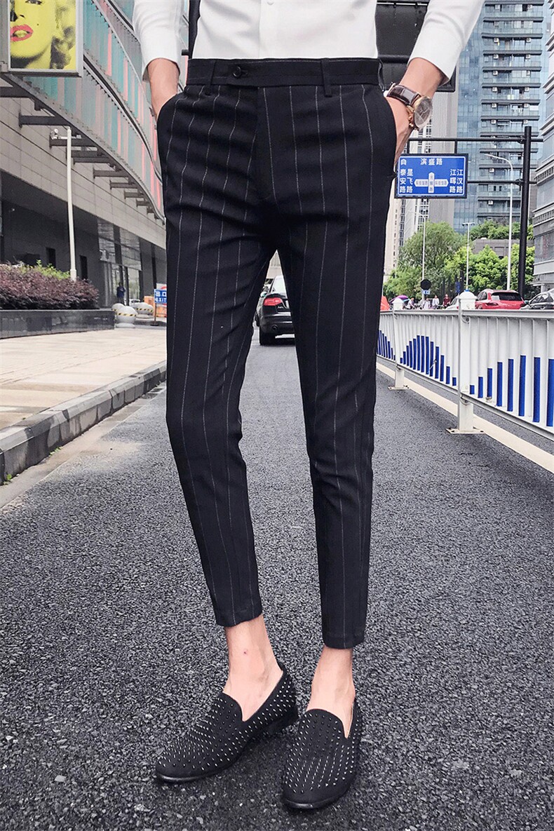 春夏英伦格子休闲西裤韩版修身小脚裤商务长裤发型师A450-D97,男装休闲裤,星座1904A