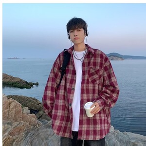 格子衬衫外套男秋季设计感ins潮长袖衬衣春秋港风日系高级感痞帅图片