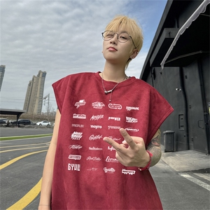 麂皮绒背心坎肩男T恤美式港风潮JB419-特P19控38图片