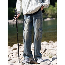 多口袋vibe高街美式复古工装裤女秋阔腿牛仔裤男宽松D1129/P58，男装牛仔裤，电商B381-2