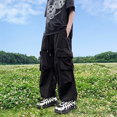 复古天蓝色美式工装裤女夏季小众辣妹风褶皱休闲伞兵裤P40，男装休闲裤，星座1116-2