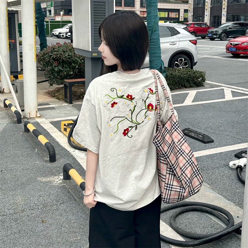万针全刺绣工艺高品质260克双纱纯棉美式高街短袖T恤特P33,男装T恤,电商A486-1