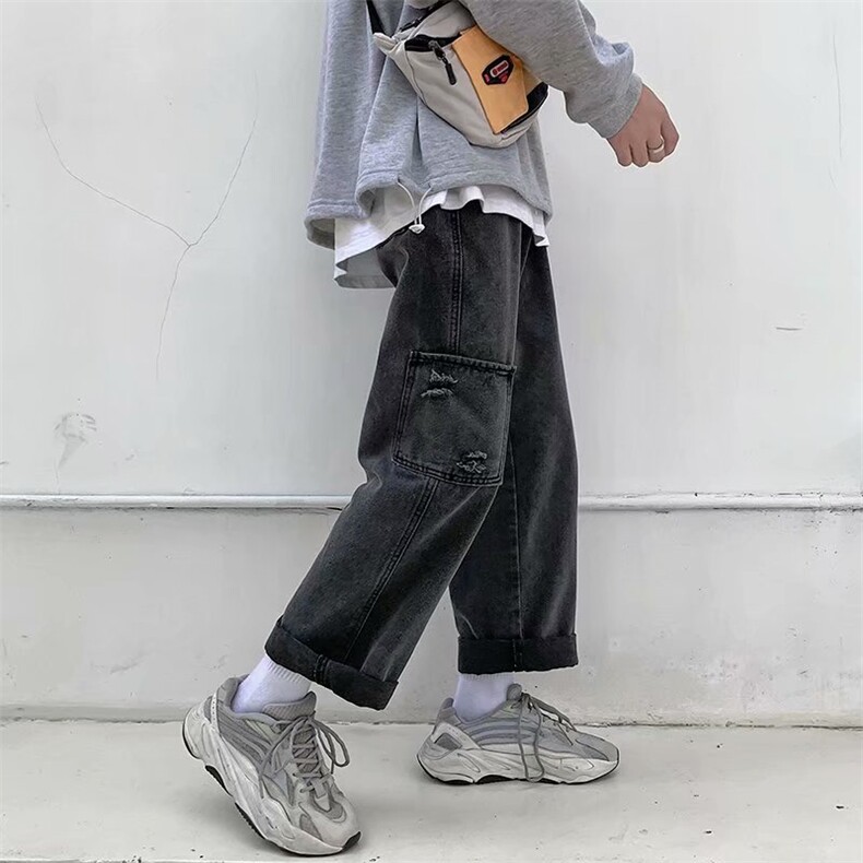 现货牛仔裤男新款韩版宽松潮流港风直筒九分休闲裤子P35,男装牛仔裤,星座410-6（原星座1304-1）