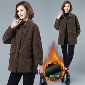 2020冬季新款时尚气质仿羊羔毛绒外套保暖舒适优雅外套,女装羊羔毛/颗粒绒,简韵佳