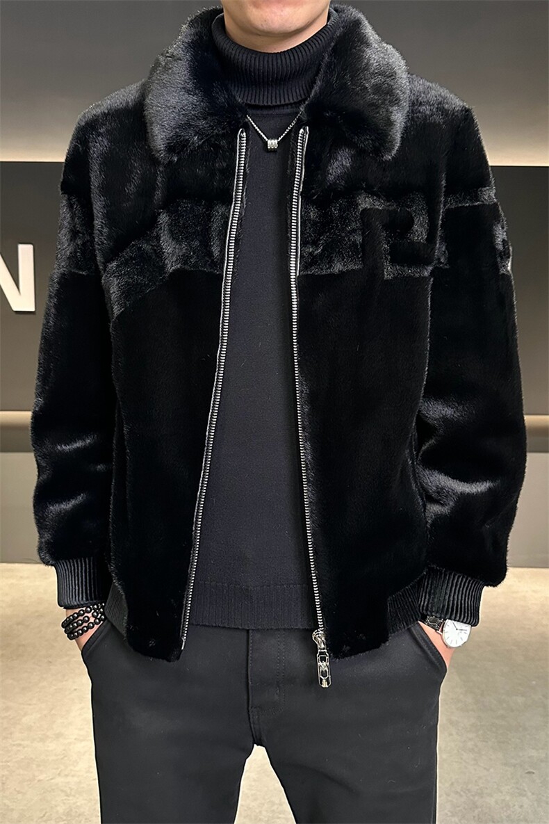 冬季男士时尚加厚仿皮草保暖爸爸装商务夹克外套ZX8931-P230,男装夹克,星座1105-3
