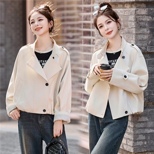 大量现货-2026年春秋季新款时尚韩版短风衣外套，女装短外套，蓝诺裳