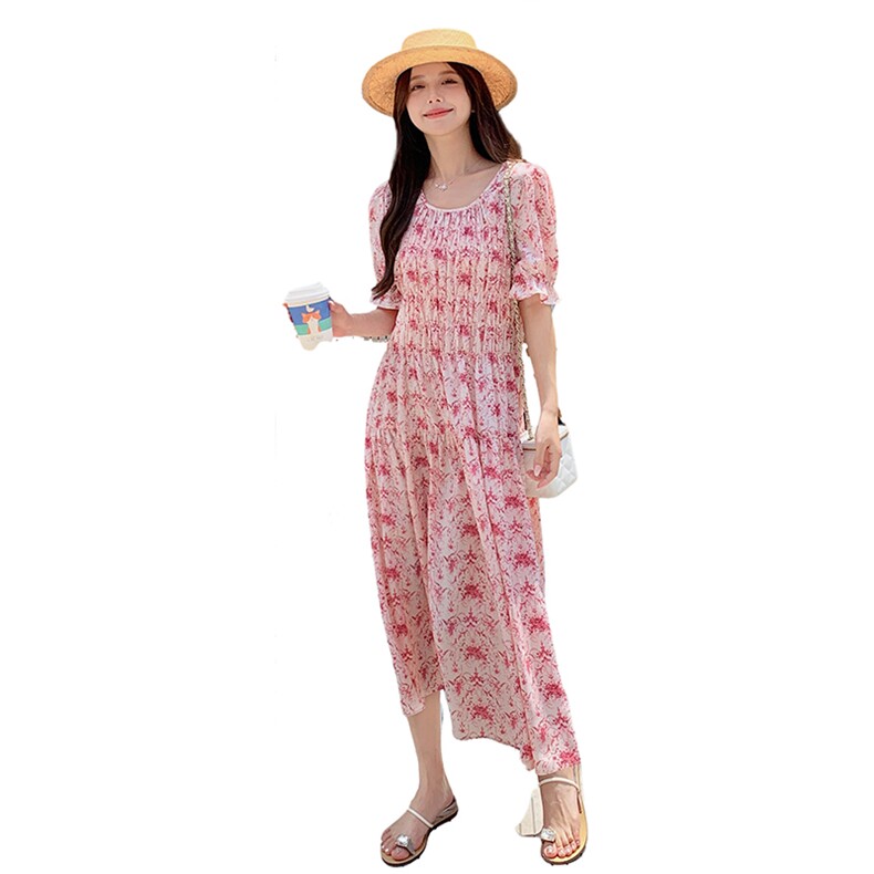 夏季新款甜美碎花连衣裙女长裙显瘦气质仙女裙可退换货,女装连衣裙,灵力轩
