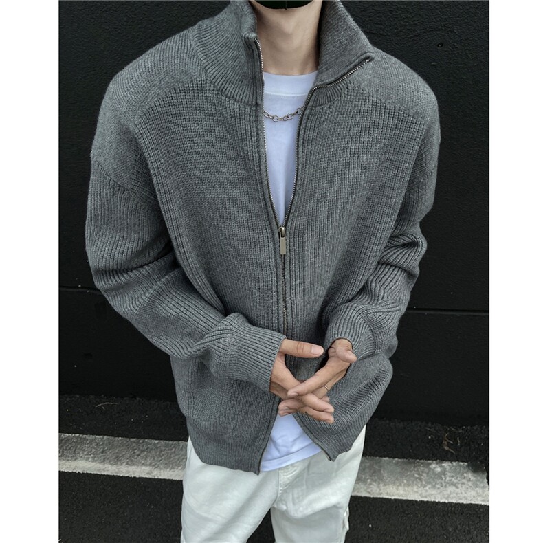 秋冬装cleanfit四角缝线高领针织开衫毛衣外套男H1016P78,男装针织衫/毛衣,电商A341