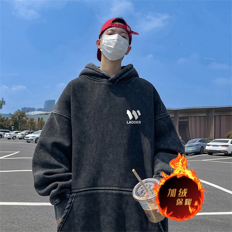 直播品质500克重磅美式印花做旧加绒加厚水洗卫衣冬SL1669特P65,男装卫衣,电商A486