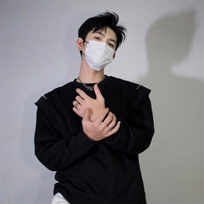 明星私服潮流小众机车卫衣T恤潮男飞袖打底衫长袖卫衣P58,男装T恤,电商B319