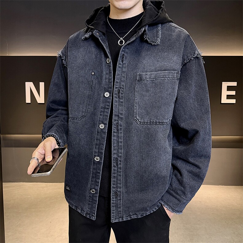 标50白鸭绒2025冬款羽绒服男时尚连帽牛仔外套B317/Y333/P238,男装工装外套,电商B317