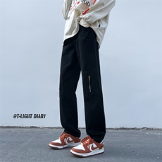 B221美式ins高街小众百搭拉链直筒牛仔裤LK23007-P60控78，男装牛仔裤，电商B221