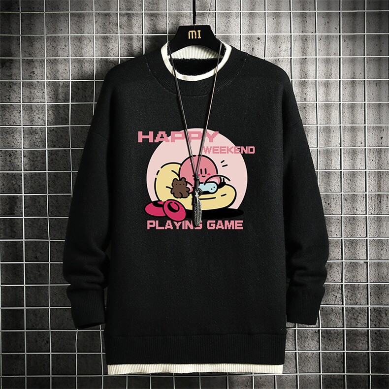 控78假两件毛衣男大码加绒针织衫男毛线衣M80313-P55加绒P70,男装针织衫/毛衣,电商A040A