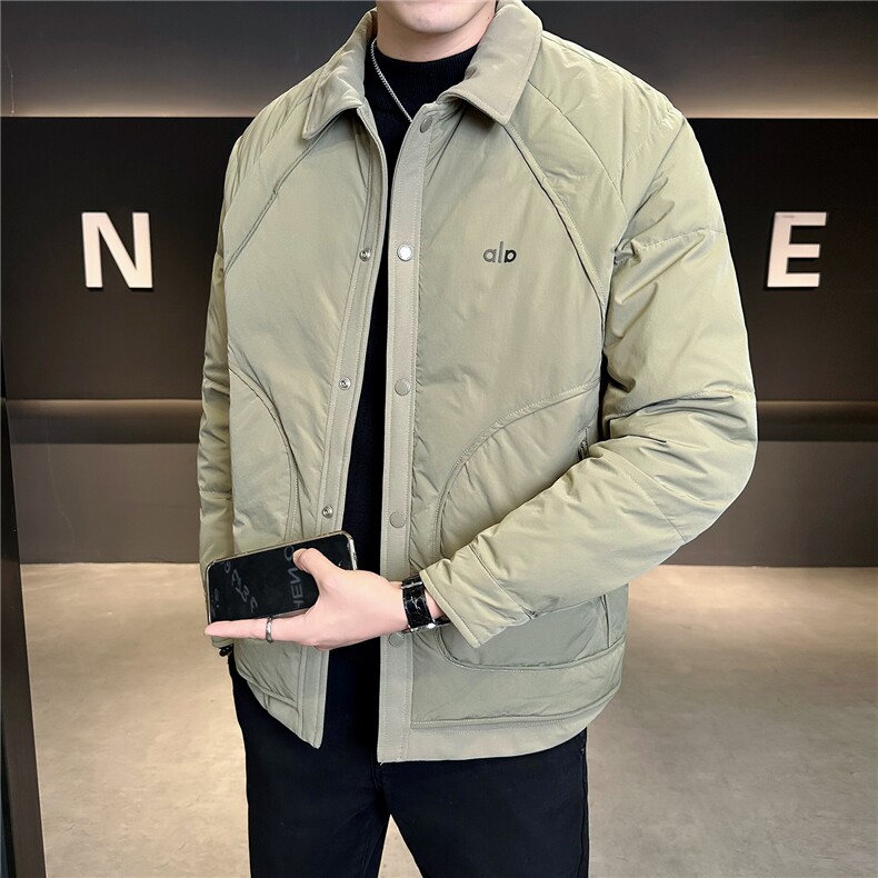 M-4XL B353 9829 P185 绿色2025翻领衬衫款轻薄冬季男羽绒服外套图片