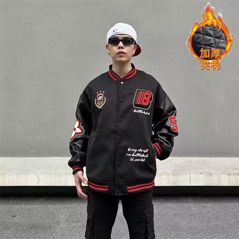 现货DJK180-批75秋冬新款美式重磅棒球服外套刺绣棉服,男装棉衣,星座603-2